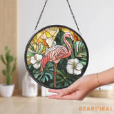 Pink Flamingo Stained Glass Window Suncatcher Bird Lover Gift Tropical House Decor Garden Sun Catcher Unique Handmade
